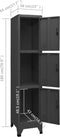 vidaXL - Lockerkast - 38x45x180 - cm - staal - antracietkleurig