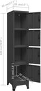 vidaXL - Lockerkast - 38x45x180 - cm - staal - antracietkleurig