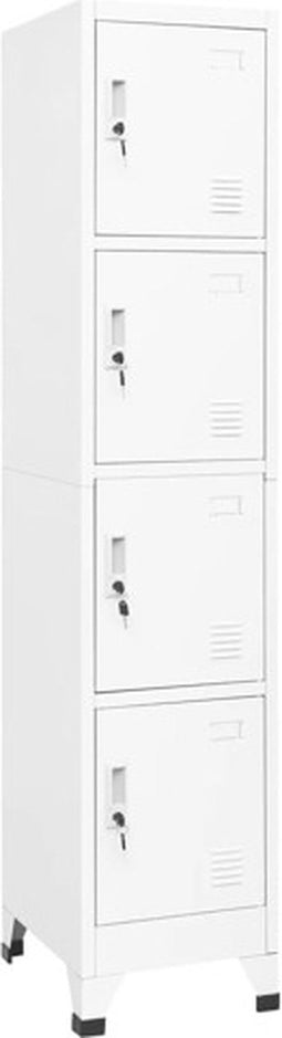 vidaXL - Lockerkast - 38x45x180 - cm - staal - wit