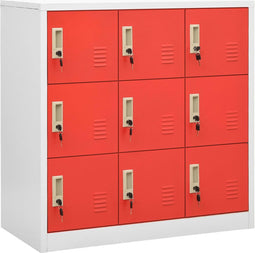 vidaXL - Lockerkast - 90x45x92,5 - cm - staal - lichtgrijs - en - rood