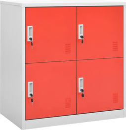 vidaXL - Lockerkast - 90x45x92,5 - cm - staal - lichtgrijs - en - rood