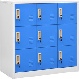 vidaXL - Lockerkast - 90x45x92,5 - cm - staal - lichtgrijs - en - blauw