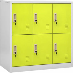vidaXL - Lockerkast - 90x45x92,5 - cm - staal - lichtgrijs - en - groen