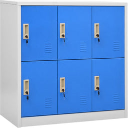 vidaXL - Lockerkast - 90x45x92,5 - cm - staal - lichtgrijs - en - blauw