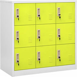 vidaXL - Lockerkast - 90x45x92,5 - cm - staal - lichtgrijs - en - groen