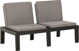 vidaXL - Loungebank - met - kussen - kunststof - grijs