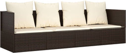 vidaXL - Loungebed - met - kussens - poly - rattan - bruin
