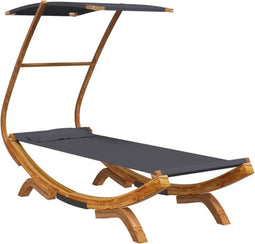vidaXL - Loungebed - met - luifel - 100x190x134 - cm - gebogen - hout - antracietkleur