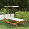 vidaXL - Loungebed - met - luifel - 100x190x134 - cm - massief - gebogen - hout - crème