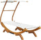 vidaXL - Loungebed - met - luifel - 100x190x134 - cm - massief - gebogen - hout - crème