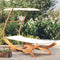 vidaXL - Loungebed - met - luifel - 100x190x134 - cm - massief - gebogen - hout - crème