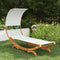 vidaXL - Loungebed - met - luifel - 100x200x126 - cm - massief - gebogen - hout - crème