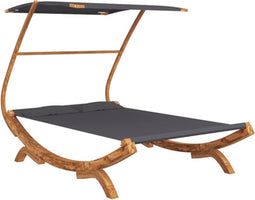 vidaXL - Loungebed - met - luifel - 165x203x138 - cm - gebogen - hout - antracietkleur