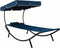 vidaXL - Loungebed - met - luifel - en - kussen - blauw
