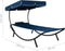 vidaXL - Loungebed - met - luifel - en - kussen - blauw
