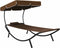 vidaXL - Loungebed - met - luifel - en - kussen - bruin