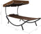 vidaXL - Loungebed - met - luifel - en - kussen - bruin