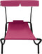 vidaXL - Loungebed - met - luifel - en - kussen - roze