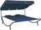 vidaXL - Loungebed - met - luifel - en - kussens - blauw