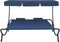 vidaXL - Loungebed - met - luifel - en - kussens - blauw