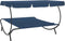 vidaXL - Loungebed - met - luifel - en - kussens - blauw