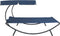 vidaXL - Loungebed - met - luifel - en - kussens - blauw