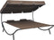 vidaXL - Loungebed - met - luifel - en - kussens - bruin