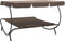 vidaXL - Loungebed - met - luifel - en - kussens - bruin