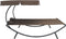 vidaXL - Loungebed - met - luifel - en - kussens - bruin
