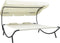 vidaXL - Loungebed - met - luifel - en - kussens - crèmewit
