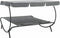 vidaXL - Loungebed - met - luifel - en - kussens - grijs