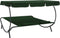 vidaXL - Loungebed - met - luifel - en - kussens - groen