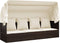 vidaXL - Loungebed - met - luifel - en - kussens - poly - rattan - bruin