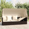 vidaXL - Loungebed - met - luifel - en - kussens - poly - rattan - bruin