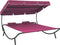 vidaXL - Loungebed - met - luifel - en - kussens - roze