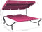 vidaXL - Loungebed - met - luifel - en - kussens - roze