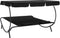 vidaXL - Loungebed - met - luifel - en - kussens - zwart