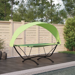 vidaXL - Loungebed - met - luifel - staal - en - oxford - stof - groen