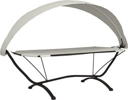 vidaXL - Loungebed - met - luifel - staal - en - oxford - stof - crèmekleurig