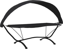vidaXL - Loungebed - met - luifel - staal - en - oxford - stof - zwart