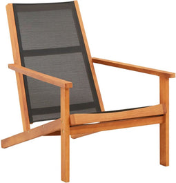 vidaXL - Loungestoel - massief - eucalyptushout - en - textileen - zwart