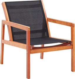 vidaXL - Loungestoel - massief - eucalyptushout - en - textileen - zwart