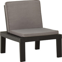 vidaXL - Loungestoel - met - kussen - kunststof - grijs
