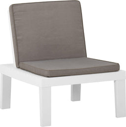 vidaXL - Loungestoel - met - kussen - kunststof - wit