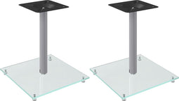 vidaXL - Luidsprekerstandaards - 2 - st - 1 - pijler - gehard - glas - zilverkleurig