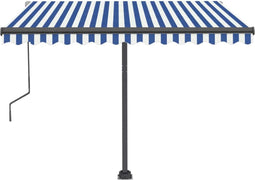 vidaXL - Luifel - automatisch - met - LED - en - windsensor - 300x250 - cm - blauw - wit