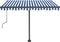 vidaXL - Luifel - automatisch - met - LED - en - windsensor - 300x250 - cm - blauw - wit