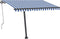 vidaXL - Luifel - automatisch - met - LED - en - windsensor - 300x250 - cm - blauw - wit