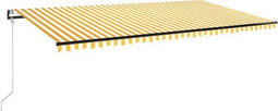 vidaXL - Luifel - automatisch - met - LED - en - windsensor - 600x350 - cm - geel - en - wit