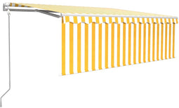vidaXL - Luifel - automatisch - met - rolgordijn - LED - windsensor - 4x3 - m - geel - wit